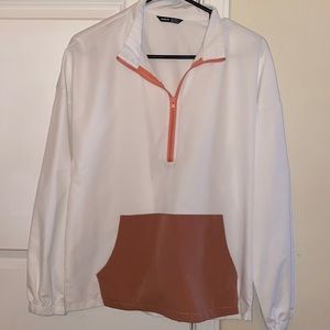 White & Pink Quarter Zip